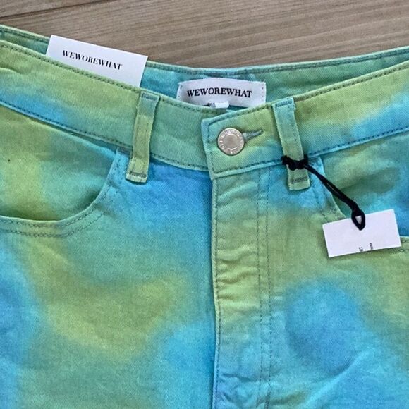 WeWoreWhat Flare Bell Short, size 26, NWT, Yellow/Green tie dye - Picture 4 of 7